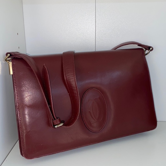 Authentic Cartier MustLine Bordeaux Leather Shoulder Bag - Picture 5 of 17
